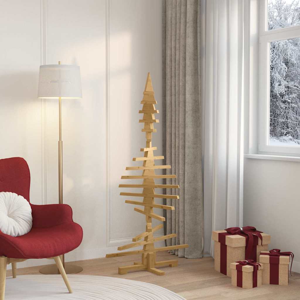 Houten kerstboom met standaard Bruin 150 cm Massief grenenhout