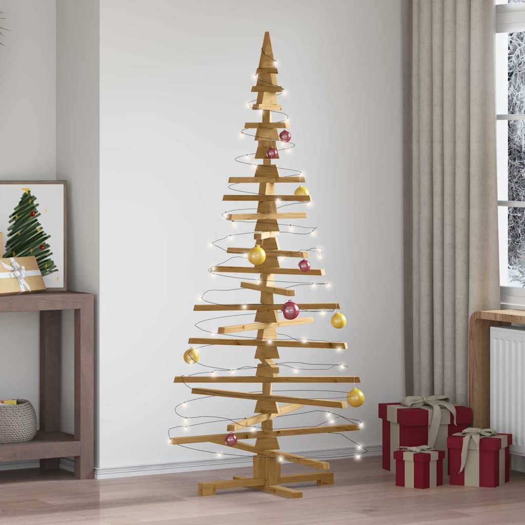 Houten kerstboom met standaard Bruin 180 cm Massief grenenhout