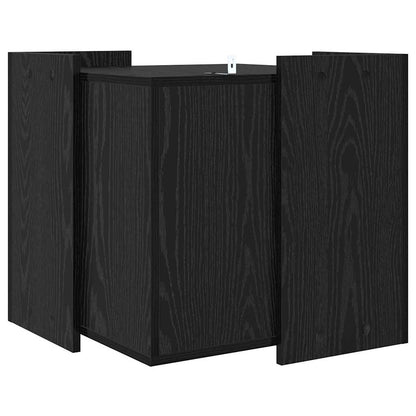 Kattenbak Omheining Zwart eiken 53 x 53 x 51 cm Bewerkt hout