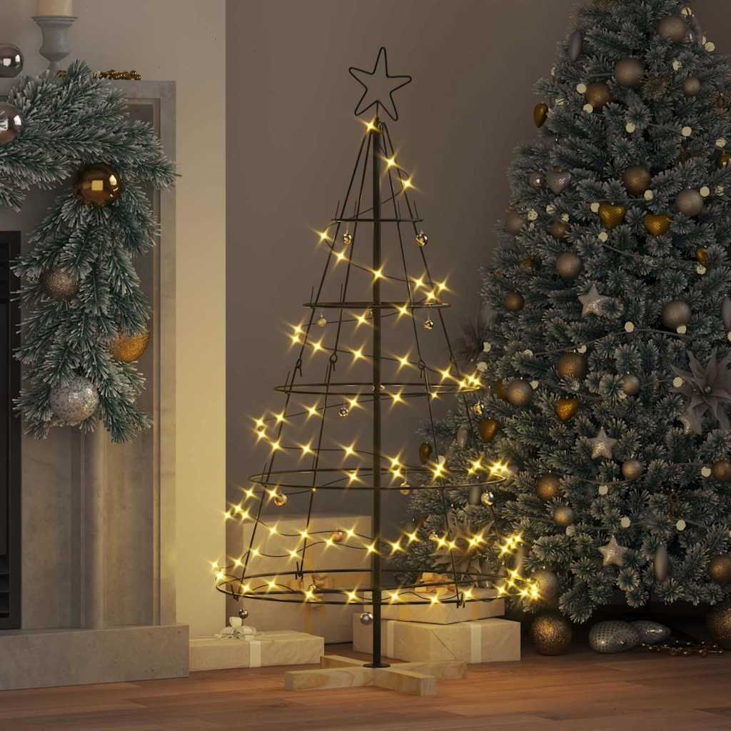 Kerst Cone Boom met standaard Zwart 125 cm Staal
