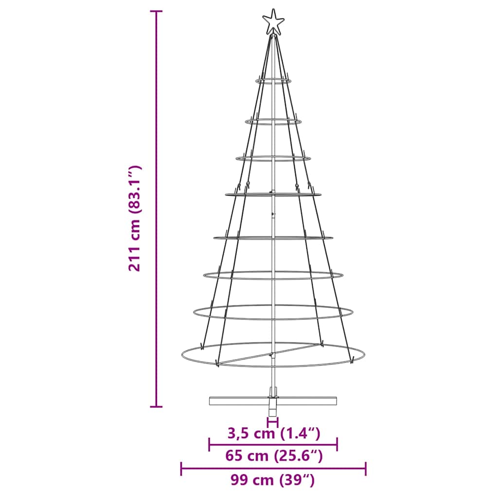 Kerst Cone Boom met standaard Zwart 210 cm Staal
