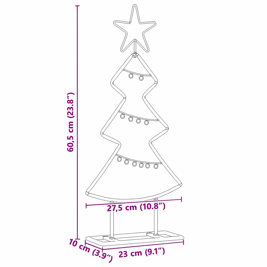 Metalen kerstboom met standaard Zwart 60 cm Staal