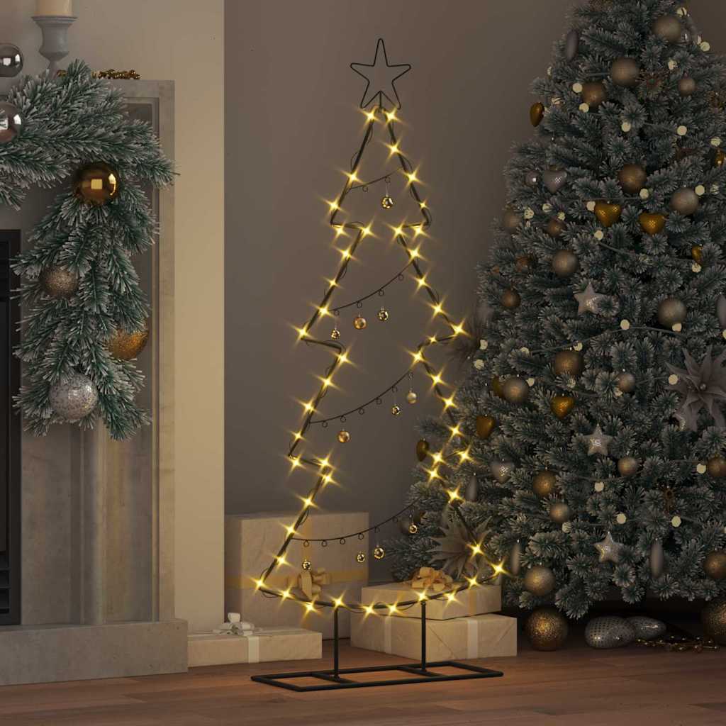 Metalen kerstboom met standaard Zwart 125 cm Staal