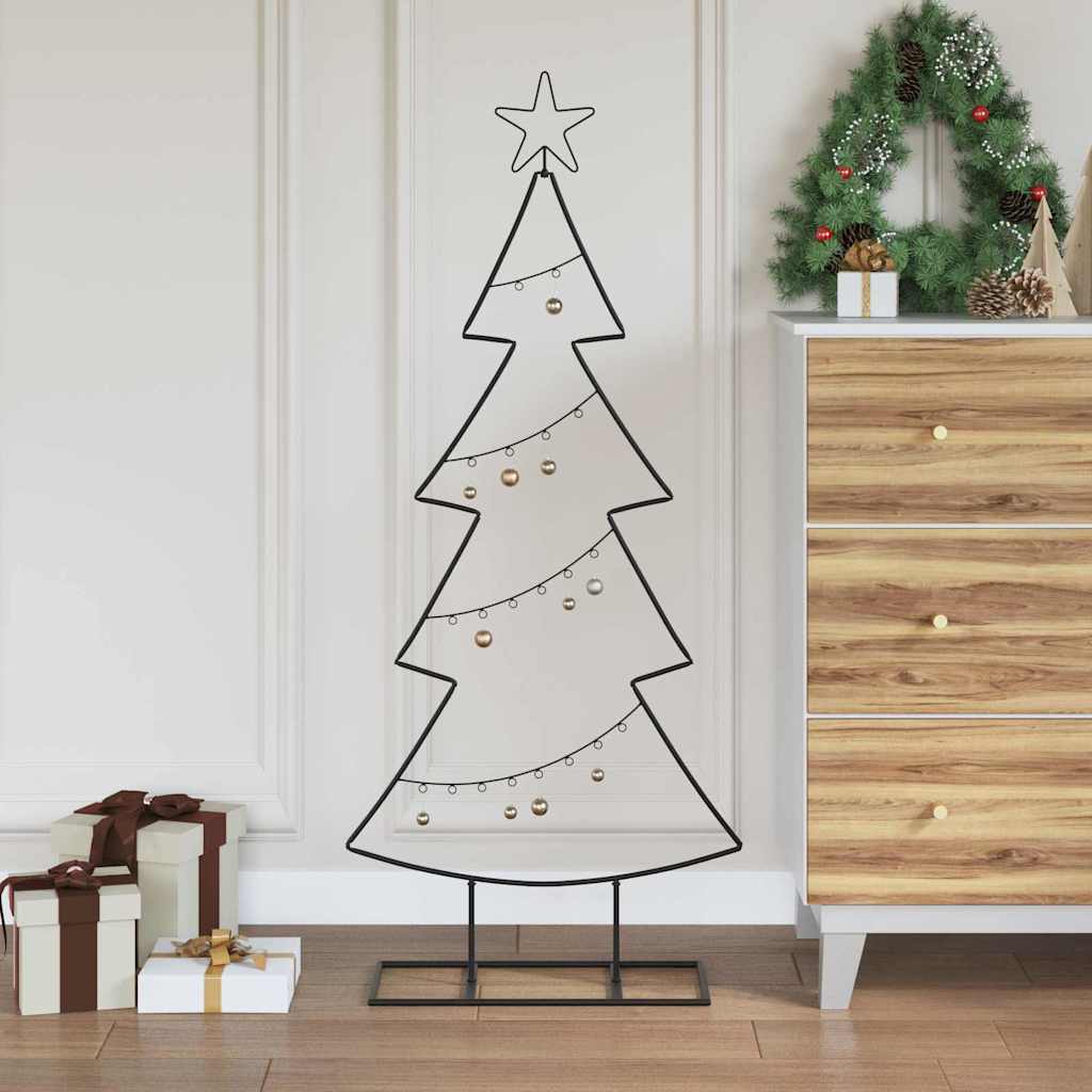 Metalen kerstboom met standaard Zwart 125 cm Staal