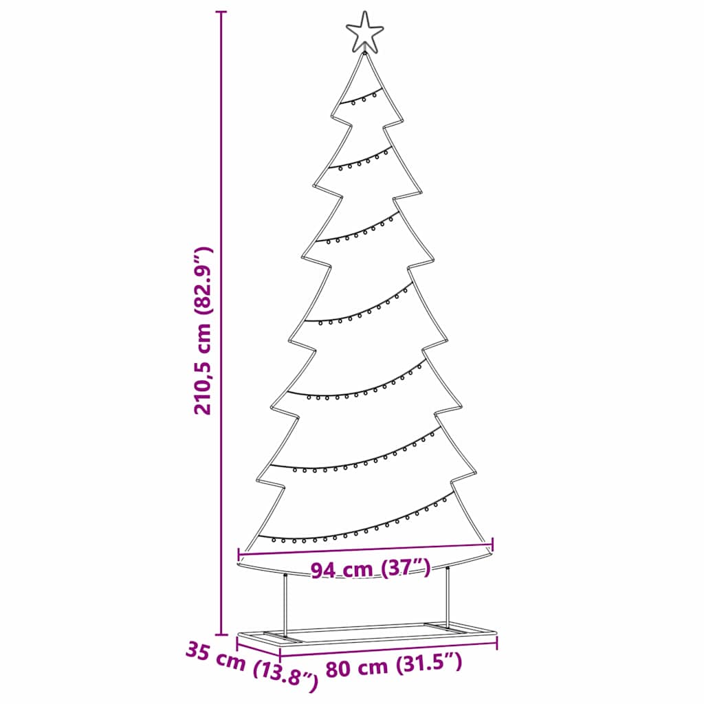 Metalen kerstboom met standaard Zwart 210 cm Staal