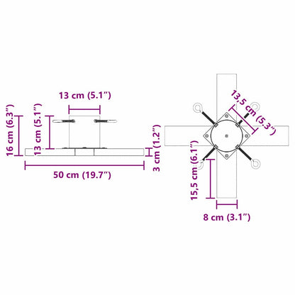 Kerstboomstandaard 1.73 Wit 50 x 50 x 16 cm Massief grenenhout