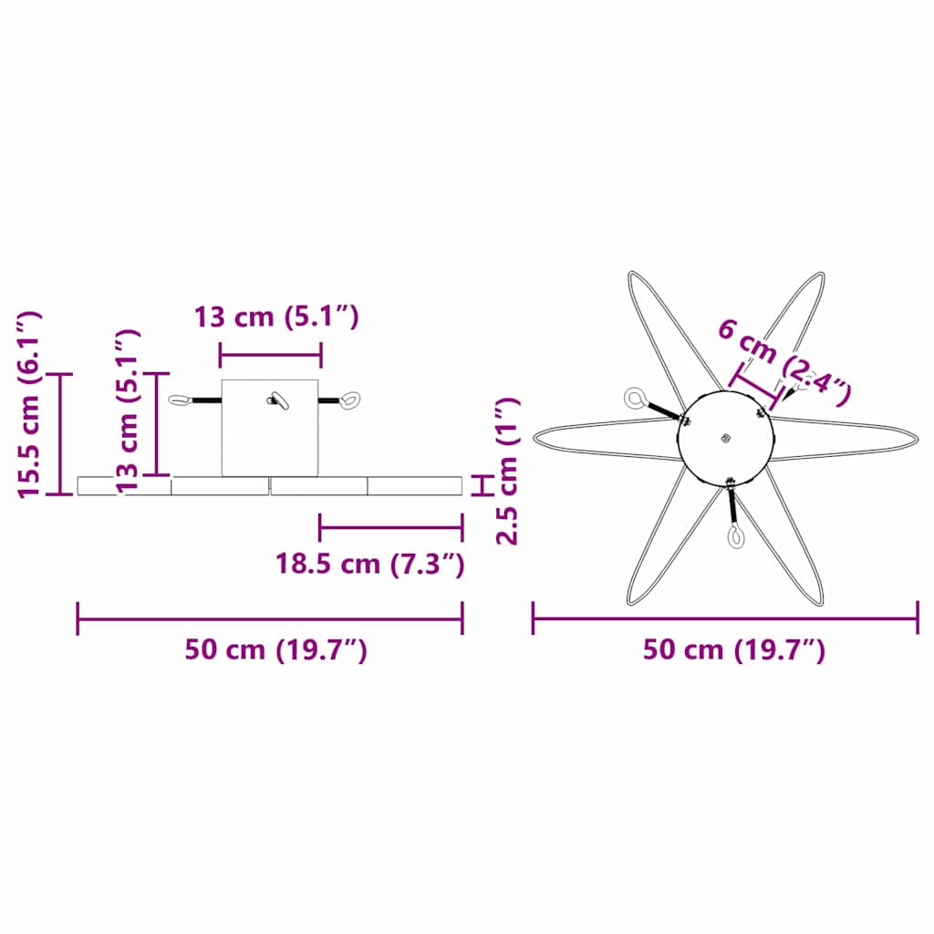 Kerstboomstandaard 1.73 Zwart 49 x 49 x 15,5 cm Staal