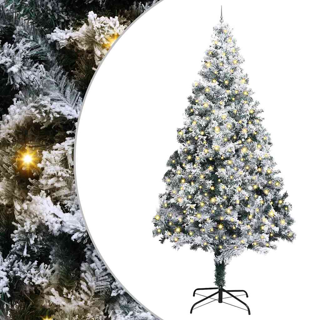 Kunst kerstboom met verlichting en ballen Groen 400 cm PVC