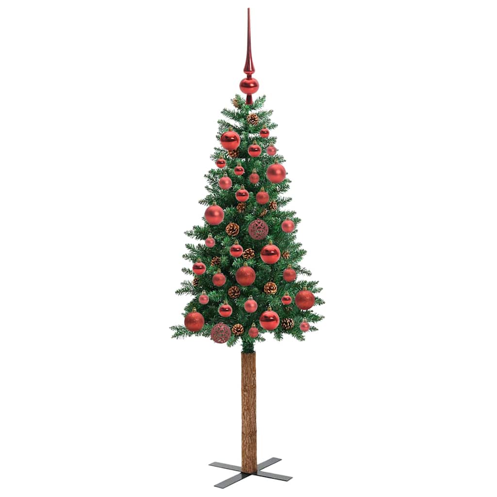 Slanke Kerstboom Groen 150 cm PVC en massief dennenhout