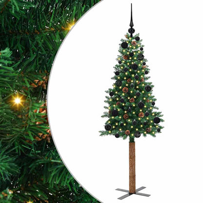 Slanke Kerstboom Groen 150 cm PVC en massief dennenhout