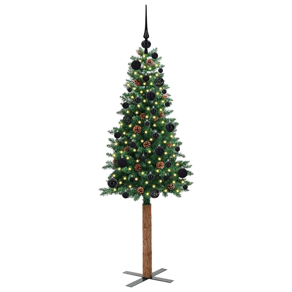 Slanke Kerstboom Groen 150 cm PVC en massief dennenhout