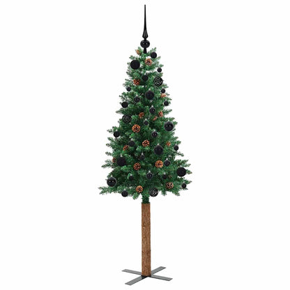 Slanke Kerstboom Groen 150 cm PVC en massief dennenhout