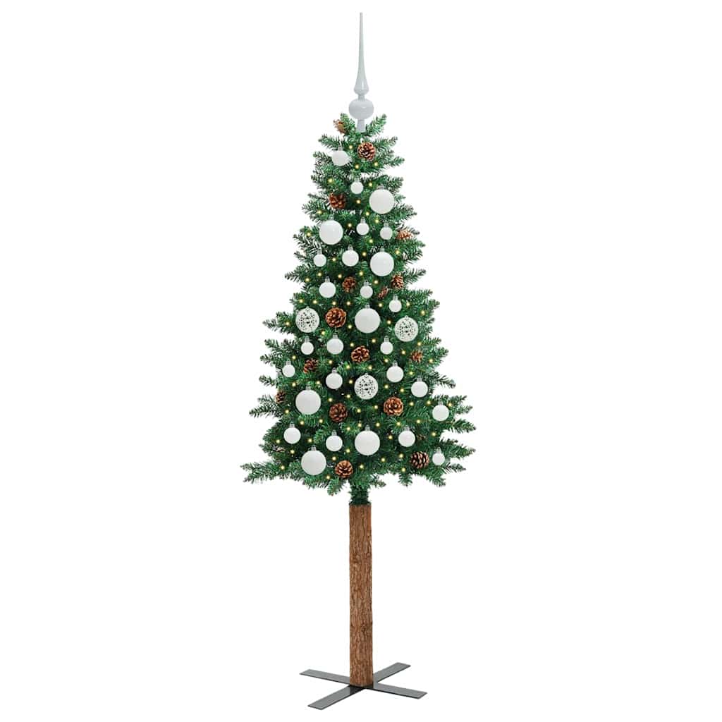 Slanke Kerstboom Groen 150 cm PVC en massief dennenhout