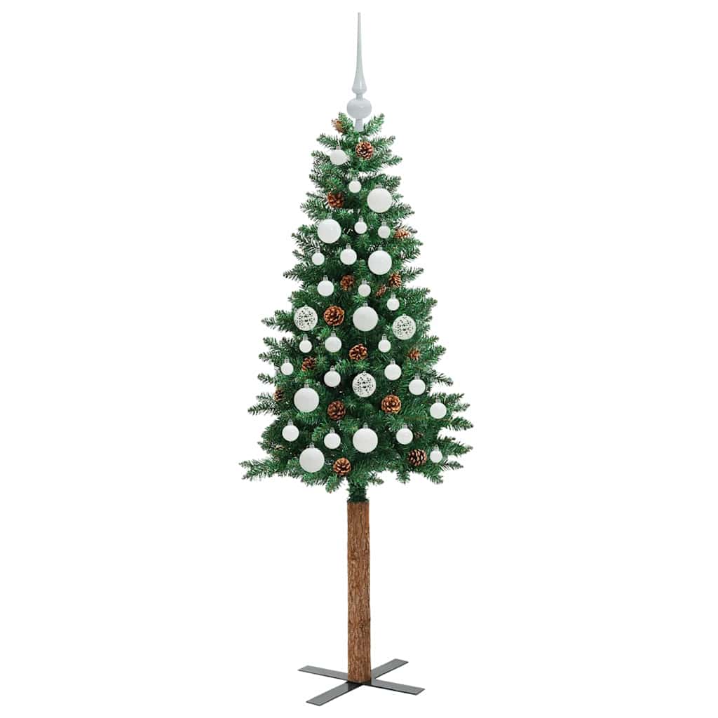 Slanke Kerstboom Groen 150 cm PVC en massief dennenhout