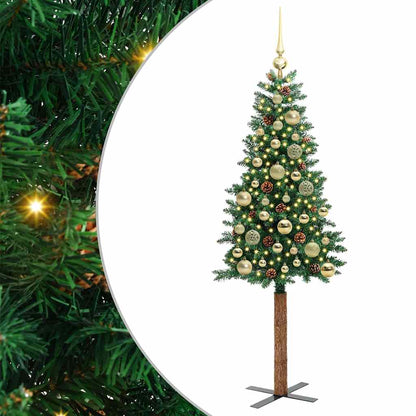 Slanke Kerstboom Groen 150 cm PVC en massief dennenhout