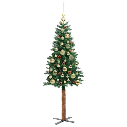 Slanke Kerstboom Groen 150 cm PVC en massief dennenhout