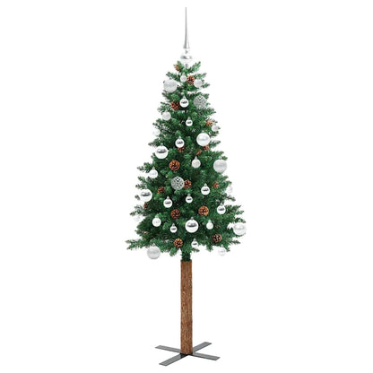 Slanke Kerstboom Groen 150 cm PVC en massief dennenhout