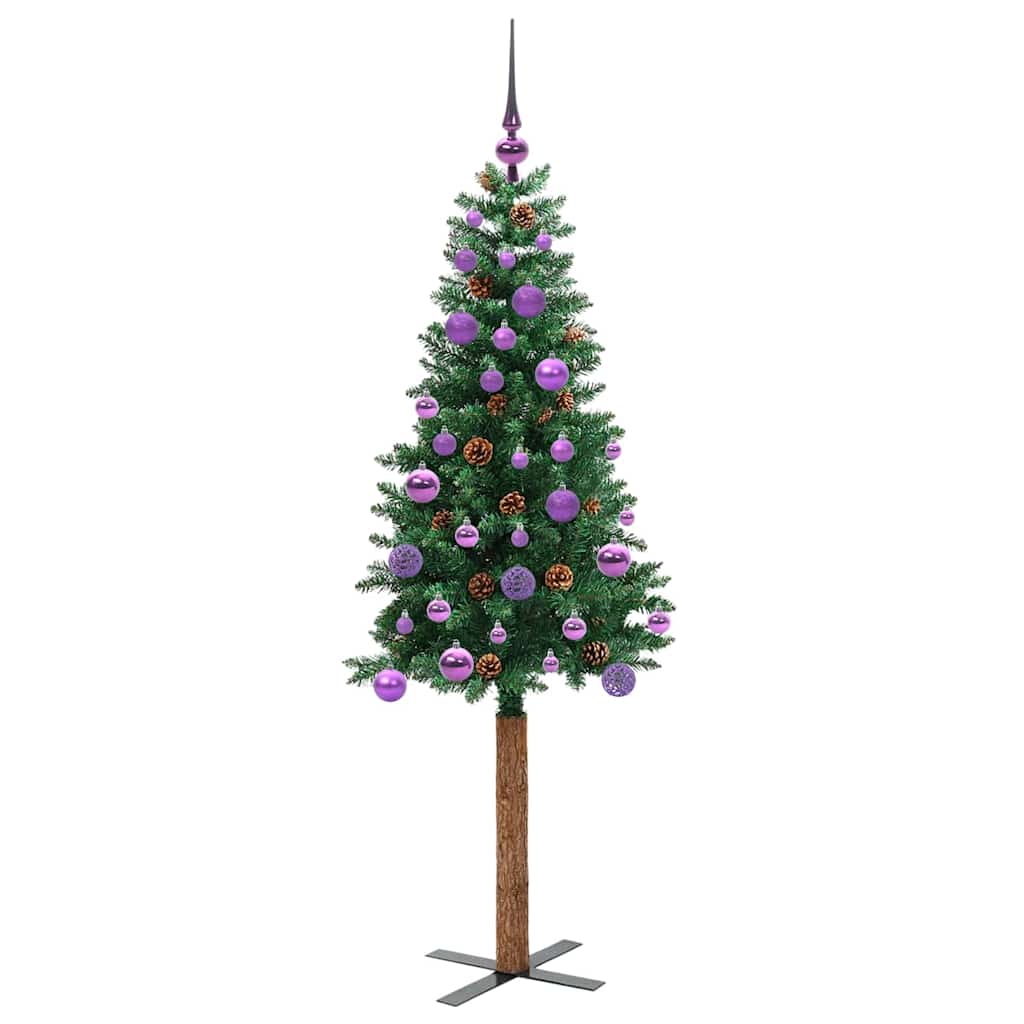 Slanke Kerstboom Groen 150 cm PVC en massief dennenhout