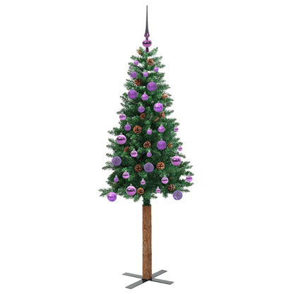 Slanke Kerstboom Groen 150 cm PVC en massief dennenhout