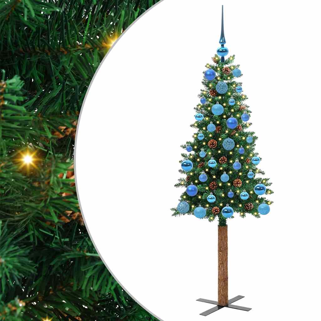 Slanke Kerstboom Groen 150 cm PVC en massief dennenhout