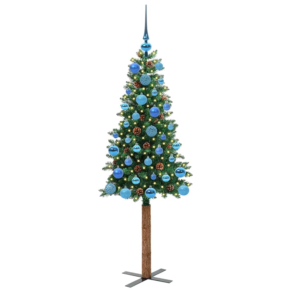 Slanke Kerstboom Groen 150 cm PVC en massief dennenhout