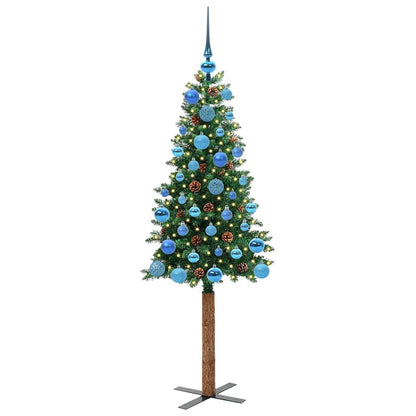 Slanke Kerstboom Groen 150 cm PVC en massief dennenhout