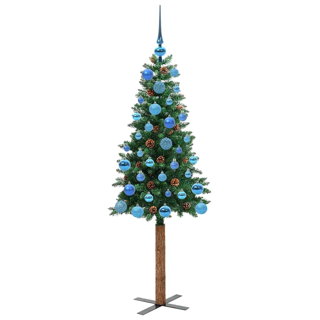 Slanke Kerstboom Groen 150 cm PVC en massief dennenhout