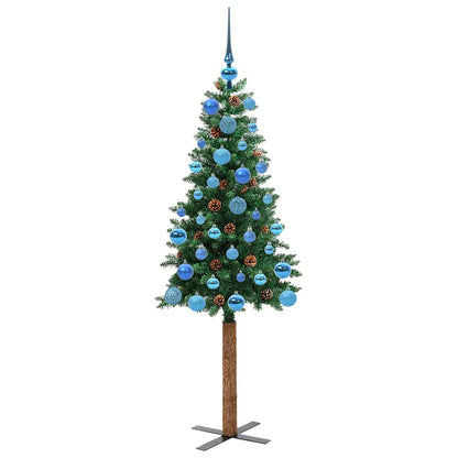 Slanke Kerstboom Groen 150 cm PVC en massief dennenhout