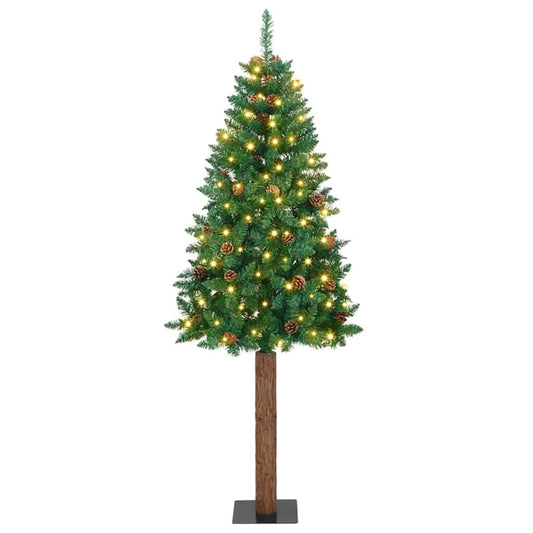 Slanke Kerstboom Groen 180 cm PVC en massief dennenhout