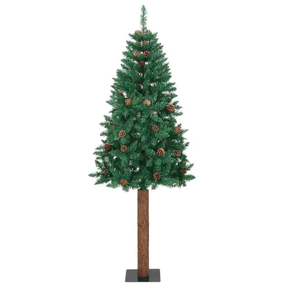 Slanke Kerstboom Groen 180 cm PVC en massief dennenhout