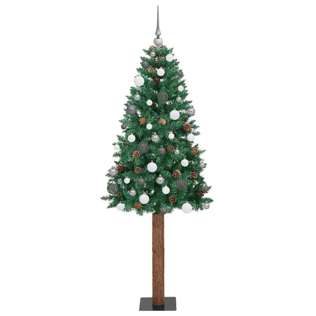 Slanke Kerstboom Groen 180 cm PVC en massief dennenhout