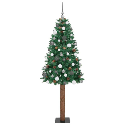 Slanke Kerstboom Groen 180 cm PVC en massief dennenhout
