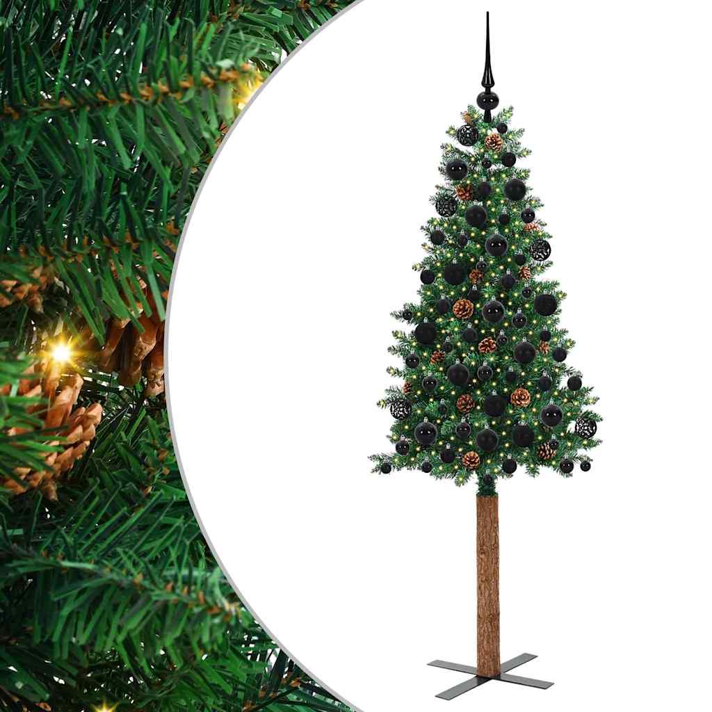 Slanke Kerstboom Groen 180 cm PVC en massief dennenhout