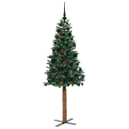 Slanke Kerstboom Groen 180 cm PVC en massief dennenhout