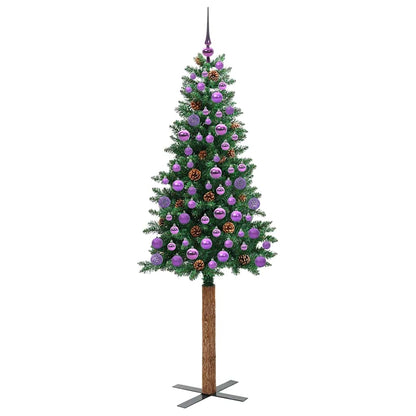 Slanke Kerstboom Groen 180 cm PVC en massief dennenhout