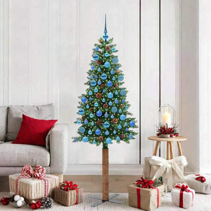Slanke Kerstboom Groen 180 cm PVC en massief dennenhout