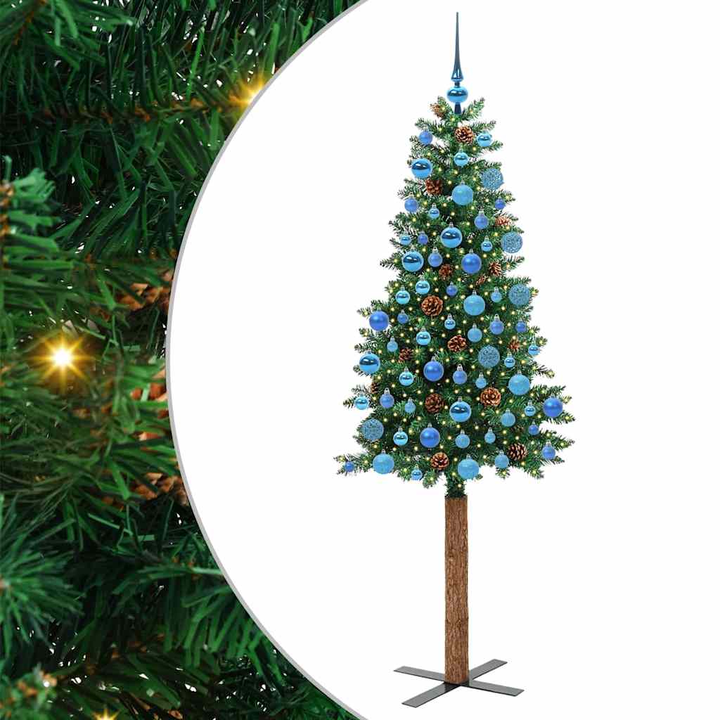 Slanke Kerstboom Groen 180 cm PVC en massief dennenhout