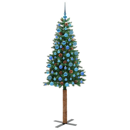 Slanke Kerstboom Groen 180 cm PVC en massief dennenhout