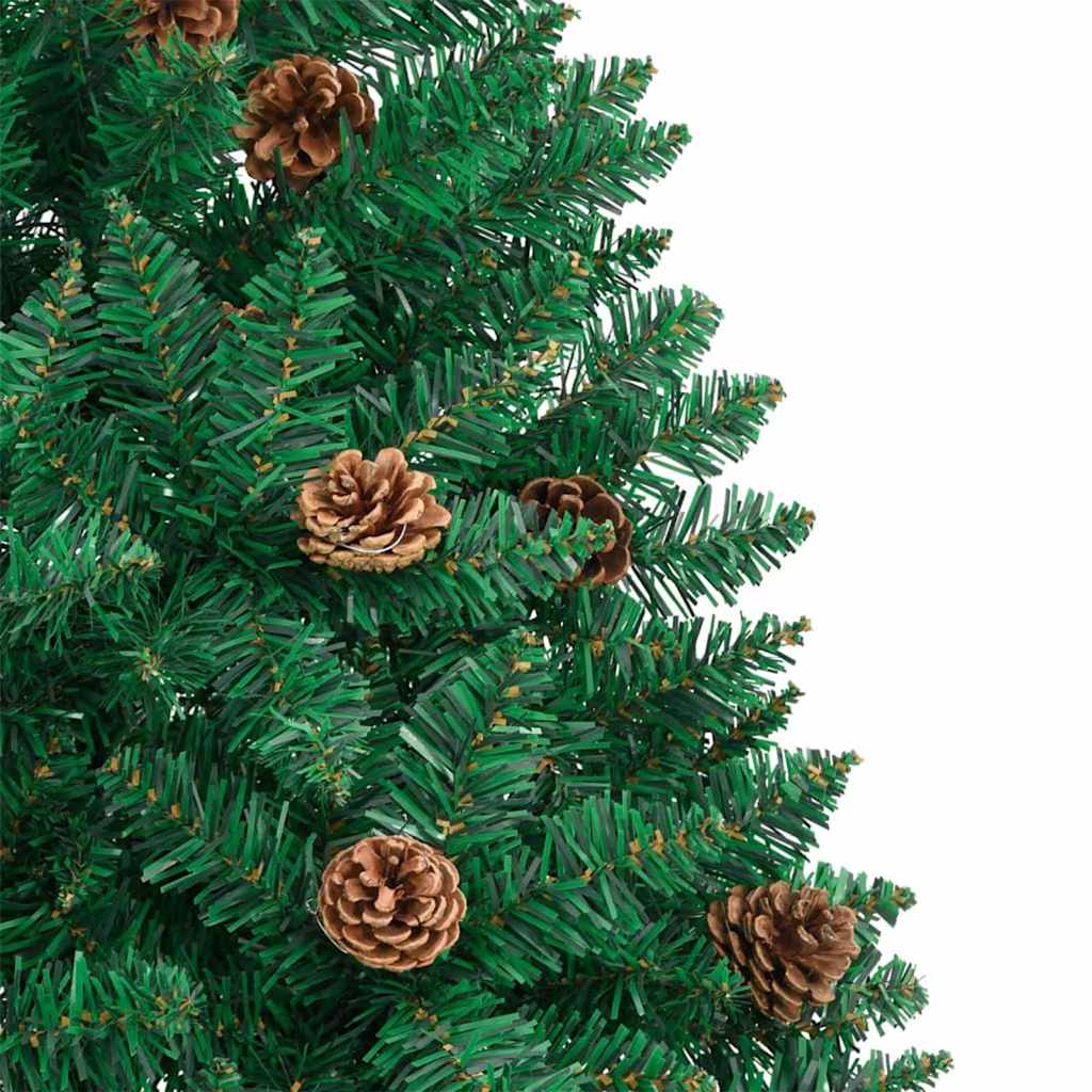 Slanke Kerstboom Groen 210 cm PVC en massief dennenhout