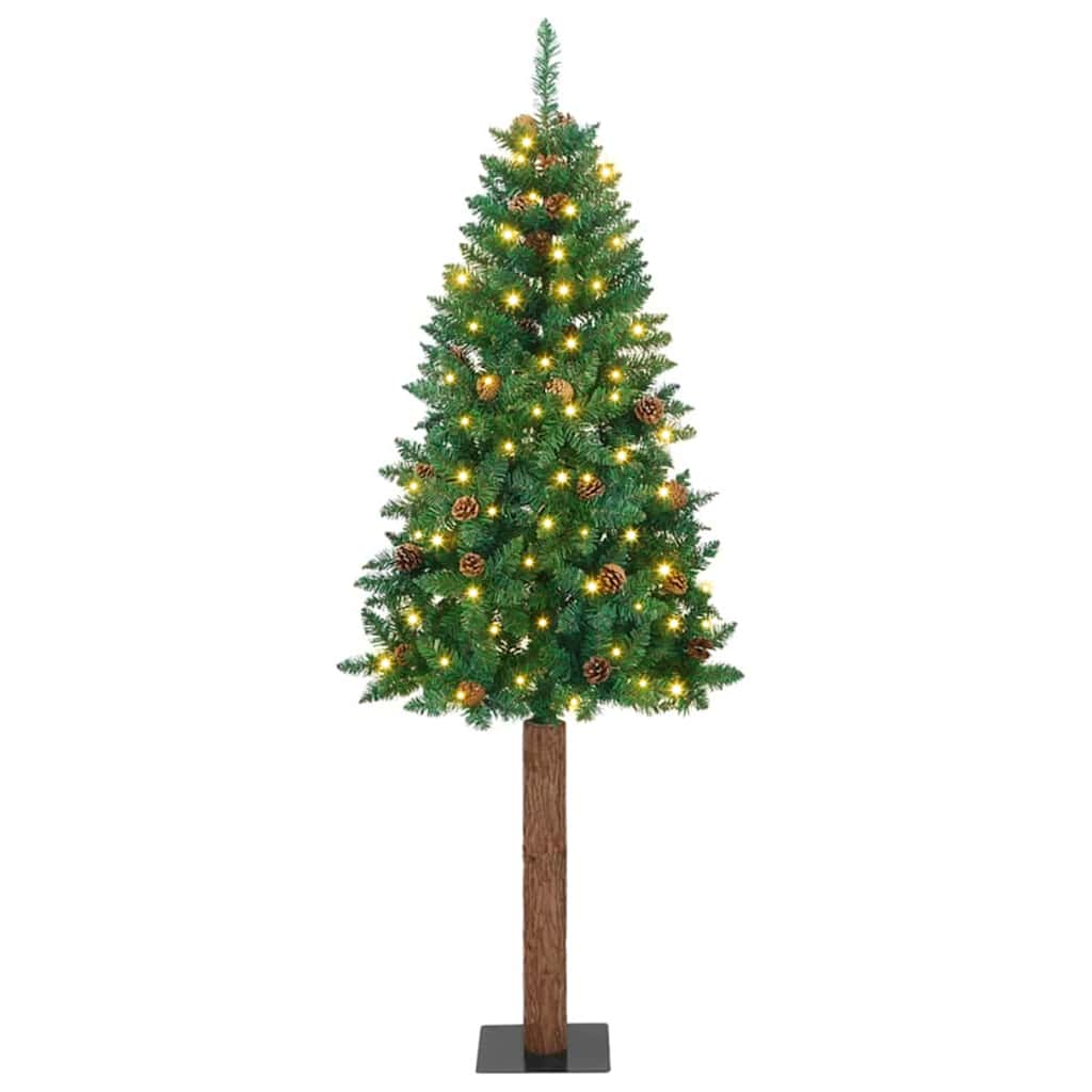 Slanke Kerstboom Groen 210 cm PVC en massief dennenhout