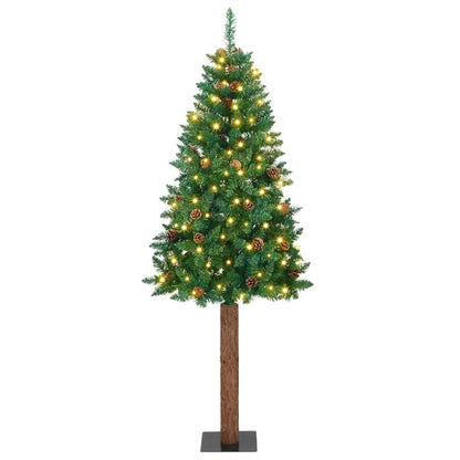 Slanke Kerstboom Groen 210 cm PVC en massief dennenhout