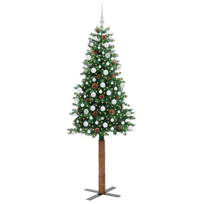Slanke Kerstboom Groen 210 cm PVC en massief dennenhout
