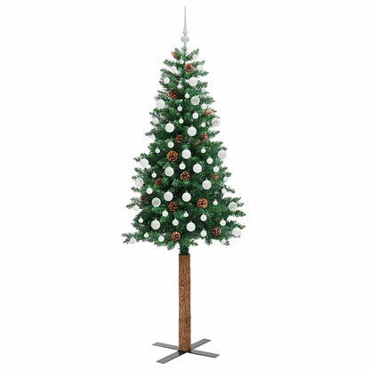 Slanke Kerstboom Groen 210 cm PVC en massief dennenhout