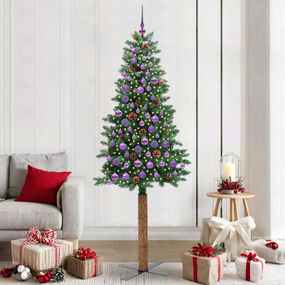 Slanke Kerstboom Groen 210 cm PVC en massief dennenhout