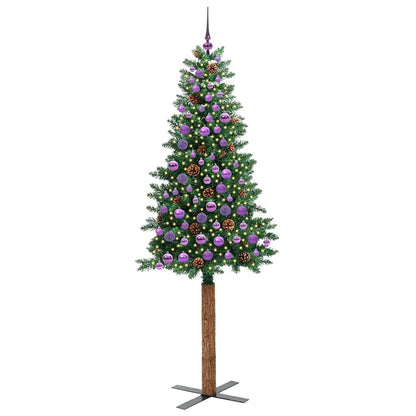 Slanke Kerstboom Groen 210 cm PVC en massief dennenhout