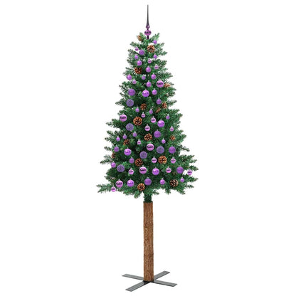 Slanke Kerstboom Groen 210 cm PVC en massief dennenhout