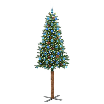 Slanke Kerstboom Groen 210 cm PVC en massief dennenhout