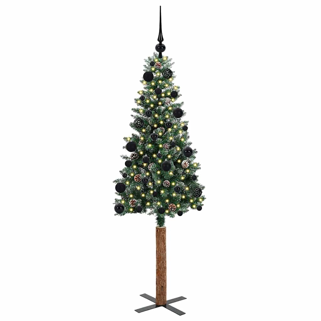 Slanke Kerstboom Groen 150 cm PVC en massief dennenhout