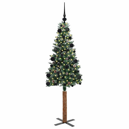 Slanke Kerstboom Groen 150 cm PVC en massief dennenhout