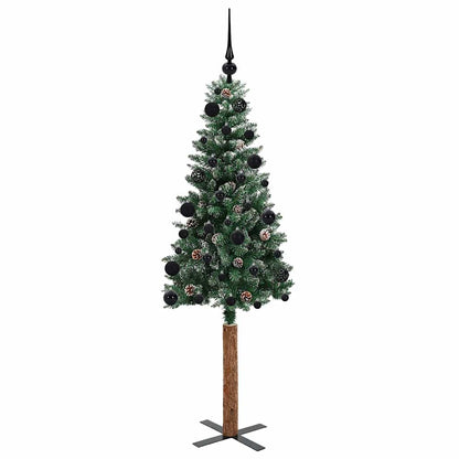 Slanke Kerstboom Groen 150 cm PVC en massief dennenhout